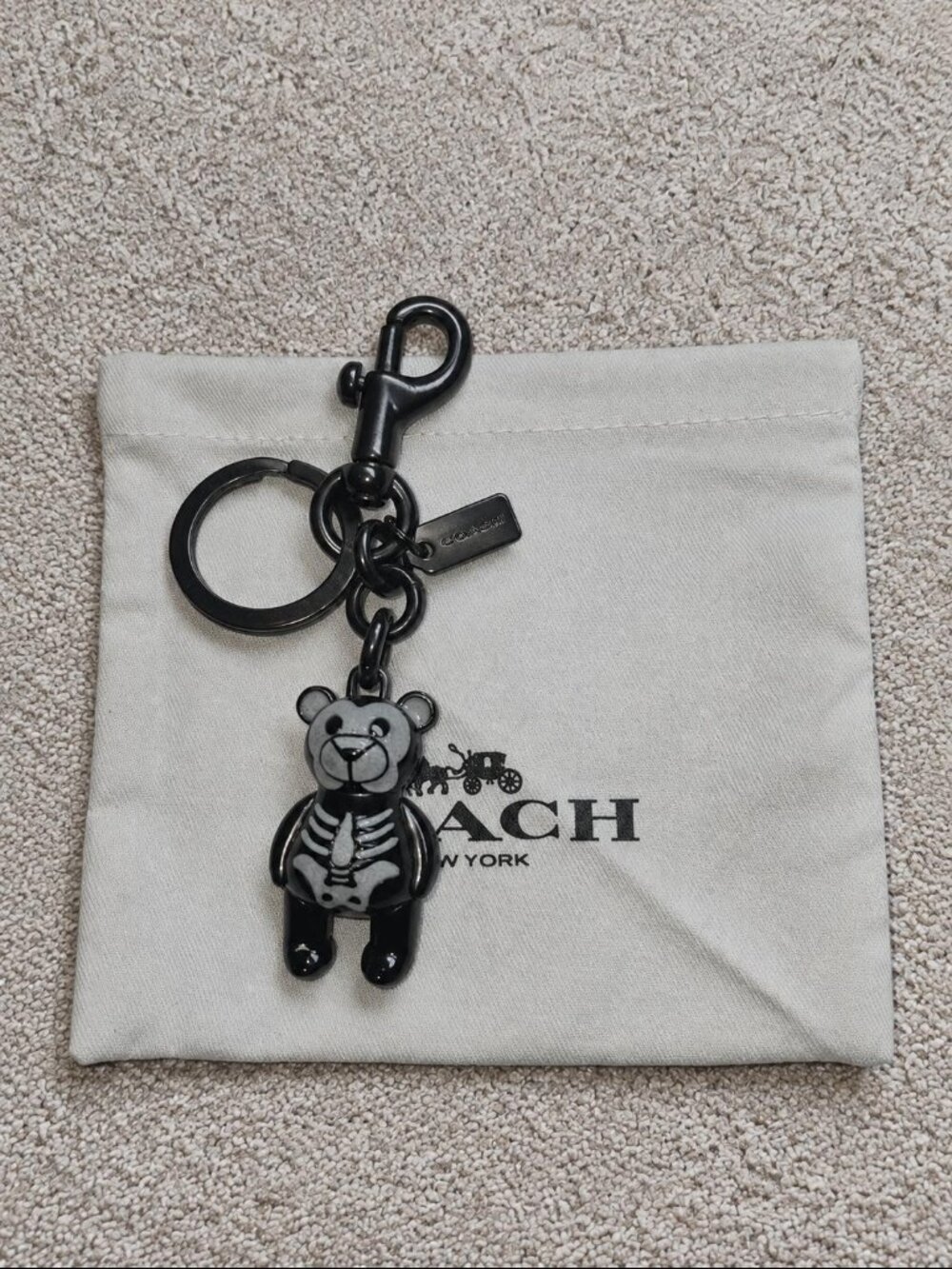 COACH Black Skeleton Bear Bag Charm & Keychain